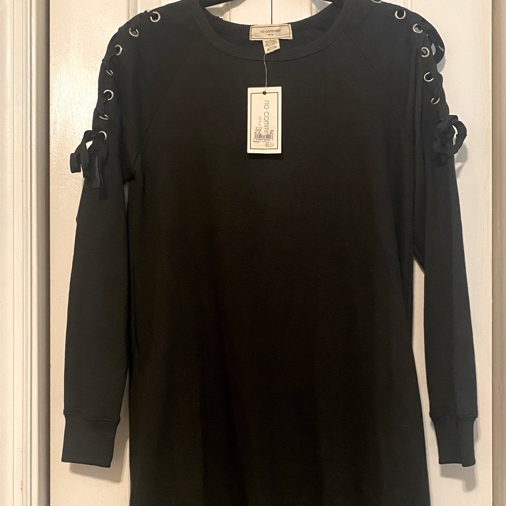 Long Sleeve Black Dress w/ ribbons on Arms
